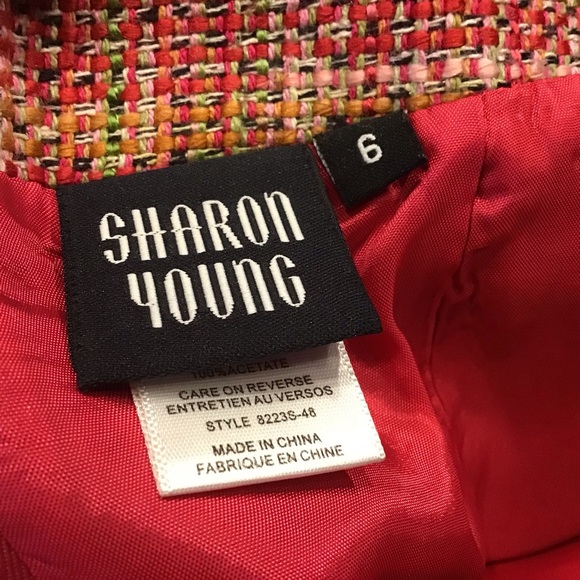 Vintage Sharon Young 2 pc Jacket & Shirt Set Silk‎ Lined Tweed Size 6 - Picture 12 of 12